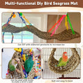 kathson 2 Pcs 29.5 x 7 Inches Large Bird Seagrass Mat, Bird Hammock for cage，Bird Seagrass Woven net，Climbing Rope Ladder with Hooks, Chew Toys for Pigeon Cockatiel Conure Budgie Cockatoo Rat Hamster