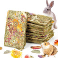 Abizoo Rabbit Natural Treats,10Pcs Timothy Hay Toys Chips Bunny chew Toys with Herbal Flowers Guinea Pig Treats for Hams