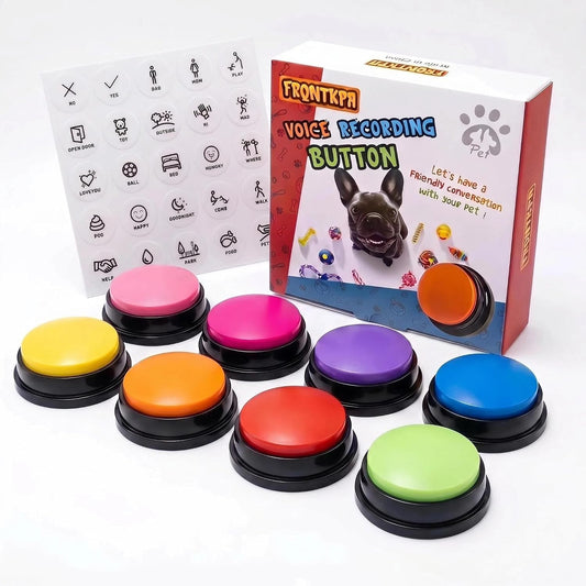 FRQNTKPA 8 Color Voice Recording Button, Dog Buttons for Communication Pet Training Buzzer, 30 Second Record & Playback, Funny Gift for Study Office Home - 8 Color Packs