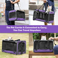 GAPZER Carrying Bag for Yorkie Dog Travel Kennel Ventilated Softside Pet Carrier Tiny Dog Crate for Teacup Poodle 12lb Large Kitty Transport Cage with Cover Chihuahua Supply Purple