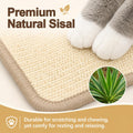 Bunny Scratch Pad, Natural Sisal Rabbit Scratching Mat, Multi-Functional Chew Toy & Nail Care Pad, Comfort Sleeping Mat 