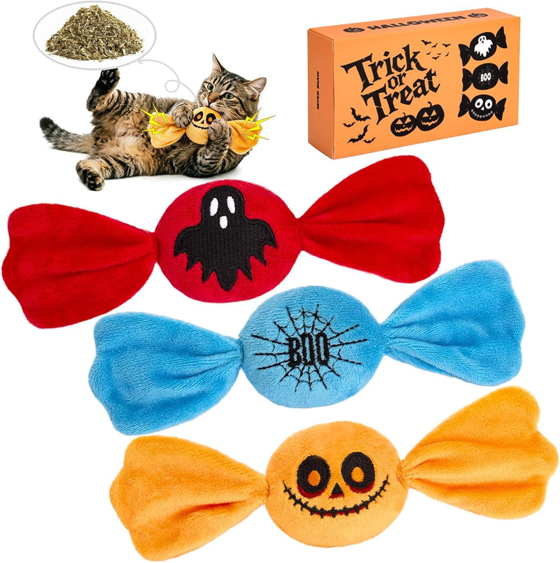 Retro Shaw Halloween Cat Toys for Indoor Cats, Crinkle Catnip Toys 3 Pack