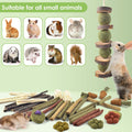 ERKOON 42PCS Rabbit Chew Toys, Natural Timothy Grass Cakes Guinea Pig Toys, Small Animal Teeth Grinding Treats for Bunny