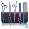 Professional Dog Grooming Scissors Set, 7 Inch/8 Inch Pet Grooming Scissors Chunkers Shears for Dog, Curved Dog Grooming Scissors, Thinning Shears for Dog with Grooming Comb