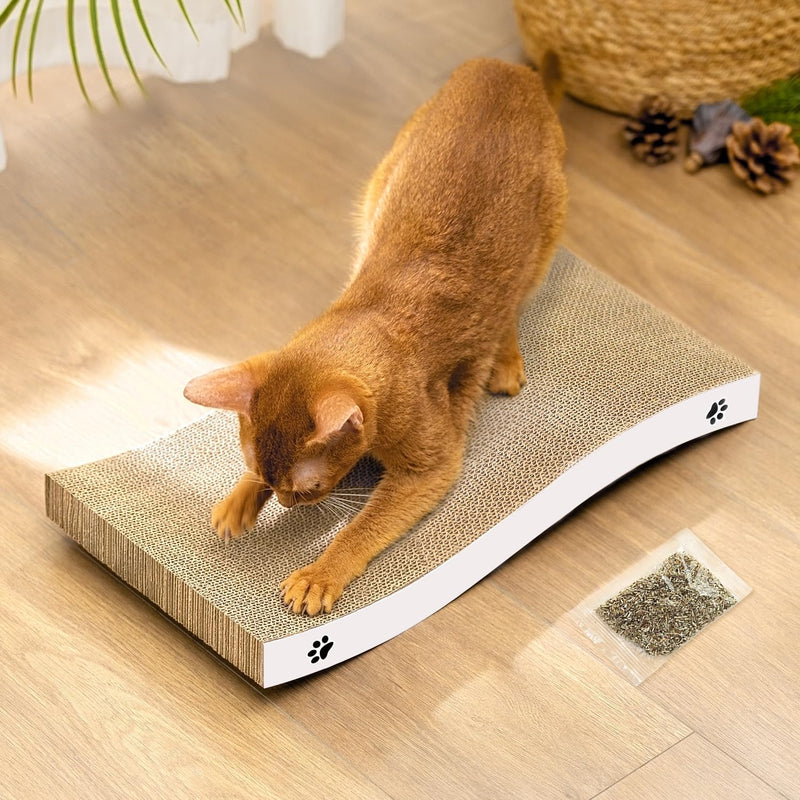Cat Scratcher, Durable Scratch Pad, Corrugated Cardboard Scratching Board for Indoor Cats, Heavy Duty, Double-Sided Usability, Recyclable, with Catnip, Medium, 1 Pack