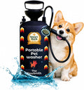 Portable Dog Washer 2.1 Gallon, Manual Shower Kit with Brush Head & Neoprene Jacket, for Home, Travel, or Outdoor Use