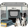 Dog Playpen,Cat Pet Puppy Pen,Portable Playpens for Dogs Indoor Outdoor Travel Camping Use,Foldable Dog Kennel Tent Crate for Rabbit Small Animals with Carrying Case (Grey with Pad, Medium)