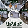 Outdoor Cat House Weatherproof & Insulated for Winter - Upgraded Seamless Bottom Feral Cat Shelter, Waterproof Cat Houses for Outdoor Cats, Easy to Assemble Outside Cat House with Mat(Grey, L)