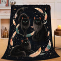 Black Cat Blanket for Cat Lovers Cat Throw Stuff Gifts