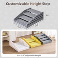 TAILRYTH Adjustable Litter Box Step, Elevated Cat Ramp/Stairs with Filter Function, Anti-Tracking, Easy to Clean, Fits Automatic Litter Boxes, for Small & Elderly Cats, Non-Slip(Grey)