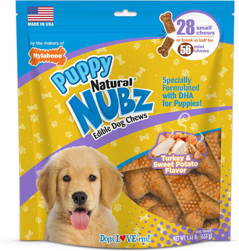 Nylabone Nubz Puppy Dog Treats, Turkey & Sweet Potato Flavor, 28 Count