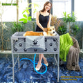 Dogvingpk Portable Foldable Elevated Dog Bathtub, 300 lb Capacity with Drain for Bathing Grooming Medium and Large Dogs, Indoor Outdoor Use
