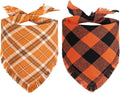 Kytely Fall Dog Bandana, 2Pack Halloween Bandanas for Dogs, Plaid Dog Scarf
