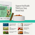 Dog Dental Treats Fresh Breath Sticks - Plaque and Tartar Remover for Dogs Teeth Cleaning Chews for Bright Teeth - Dog Dental Sticks for Oral Care, Gum Health + Bad Breath Treatment (Mint, 16 Ct)