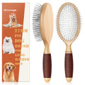 GROOMAGE Dog Brush for Long Haired Dogs, 27mm Extra Long Pin Brush for Grooming, Shedding - Beech Wood Material, Non-Slip Rubber Handle, Round-Tipped Pins