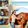 Horse Grooming Kit, 14-in-1 Professional Horse Brush Supplies Set for Grooming & Care, with Horse Brushes, Curry Comb, H