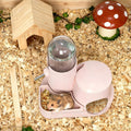 3 in 1 Hamster Water Bottle Dispenser with Food Bowl & Hideout Base (Pink)