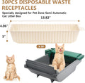 30Pcs Disposable Waste Receptacles Compatible with Pet Zone Semi-Automatic Cat Litter Box, Disposable Cat Litter Receptacles, Cornstarch Material, Kitty Litter Tray (Machine NOT Included)