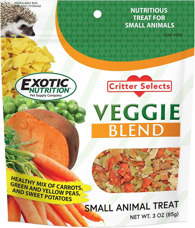 Veggie Blend (3 oz.) - Healthy Natural Mixed Dried Vegetable Treat - Sweet Potatoes, Carrots, Peas - for Degus, Chinchil