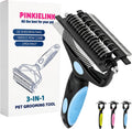 3-IN-1 Pet Grooming Tool - Undercoat Rake, Dematting Comb & Deshedding Brush for Cats, Dogs, Horses - Removes Mats, Tang