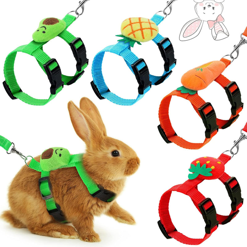 Tondiamo 4 Pcs Adjustable Bunny Harness and Leash Set for Small Pet,Fruit