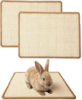 2PCS Rabbit Scratching Mats, Natural Sisal Bunny Scratch Pad, 16x12in