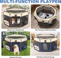 Aivituvin Dog Playpen, Foldable Pet Play Pens with Carrying Bag for Cat, Puppies, Rabbits, Portable Dog Tent Crates Cage for Travel Camping Indoor Outdoor, Removable Shade Cover, Blue S