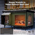 Heated Cat House for Outside, Insulated Large Elevated Waterproof Feral Cat Shelter with Heated Pad, Safe Escape Door Al