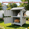 Rockever Plastic Insulated Outdoor Cat House with Escape Door, 2 Story Waterproof Cat House for Outdoor Cats for Feral Cats, Elevated Outside Cat Shelter, Clean and Assemble Easily