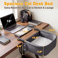 Hylemoros Cat Desk Bed for Large Cats 50 lbs Heavy Duty Cat Bed for Desk Attachment with Paw Design Extra-Sturdy Dog Chair Dual-Sided Mat Waterproof Easy Assembly for Gaming Desk Kitchen Island Gray