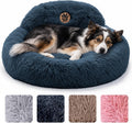 PetJett Calming Dog Bed Medium Size Dog - 30'' Donut Bed, Washable Dog Bed, Anti-Slip & Super Soft Fluffy Plush Round Dog Bed, Anti-Anxiety Premium Comfort Pet Bed, Fits Dogs Upto 45 lbs - Dark Grey