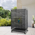 Aynaxcol Adjustable Birdcage Seed Feather Catcher Bird Cage Net Cover Soft Skirt Guard Birdcage Nylon Mesh Netting for Parrot (118 x 39.4 Inch) (Black)