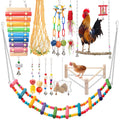 14PCS Chicken Toys for Coop Accessories - Longer Chain Chicken Swing, Chicken Toy for Hens in Coop, Chicken Perch Mirror Toy with Bells, Add Fun Toys for Chickens