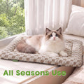 Cadolov Cat Bed Mat for Indoor Cats, Washable Dog Beds Crate Pad for Small Medium Dogs, Soft Cute Plush Non Slip 3D Pattern Pet Bed Khaki 18''x14''