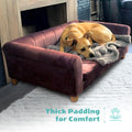 CRITTER SITTERS 42-in. Elegant Brown Faux-Velvet Rectangular Dog Sofa for Medium and Large Dogs, Elevated Plush Dog Couc