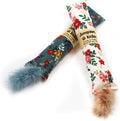 Jumpaws 2 Pack Natural Interactive Catnip & Silvervine Cat Kicker with Feathers, Bite Resistant Chew Toy, Crinkle Kicker, Accessories for Indoor Cat, Premium Corduroy Floral