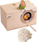 YJJKJ Wood Parakeet Nest Box with Natural Nesting Pads, Breeding Bird Cage House for Lovebirds Cockatiel Parrotlets Budg