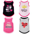Pistha 4 Pack Dog Shirts Summer Printed Puppy Clothes Cute Sleeveless Pet T Shirts Dog Clothes for Small Medium Dogs Cats Girl(M)