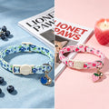 LIONET PAWS 2 Pack Breakaway Cat Collars, Cute Soft Cotton Pink Strawberry & Blueberry Kitten Collars with Bell for Boy Girl Cats