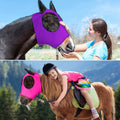 Weewooday 2 Pcs Mesh Horse Fly Mask with Ears, M, Purple, Pink