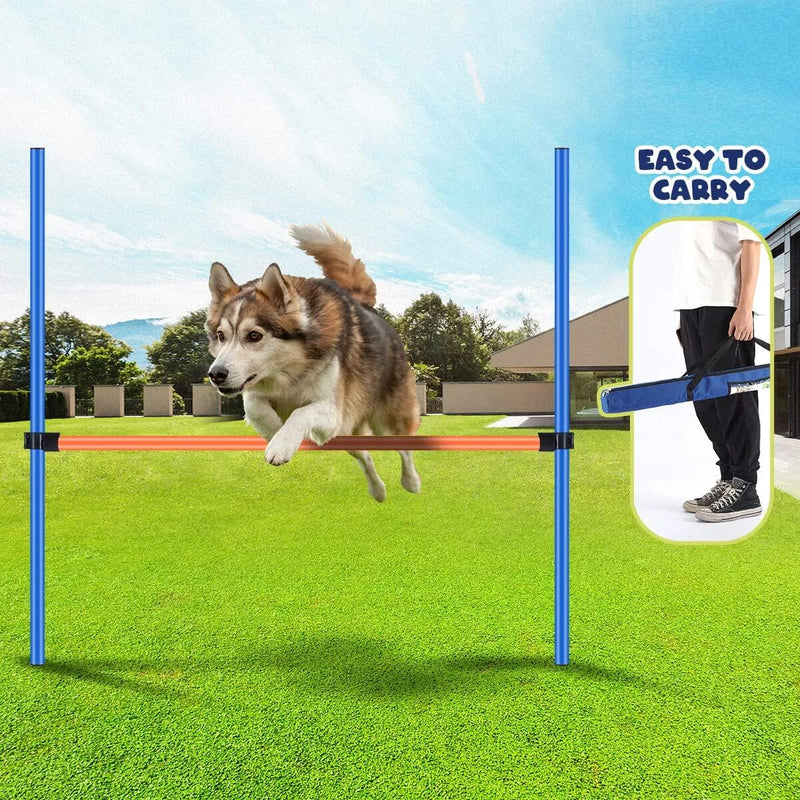 PAWISE Dog Agility Training Equipment,Pet Training Hurdles & Weave Poles Set with Adjustable Jump Bar,Outdoor Dog Obstac