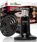 REPTI ZOO 100W Reptile Heat Lamp 2Pack Ceramic Heat Emitter Night Heat Lamp Bulbs Reptile Terrarium Heat lamp Tank Heat 