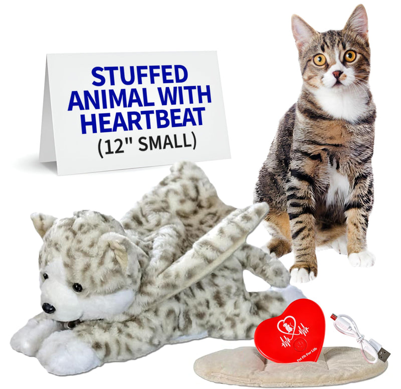 Pet Fit For Life Stuffed Animal for Cats - Calming Sleep Aid with USB Rechargeable Heart Beat & Heat Pack for Anxiety Relief - Huggable Kitty Soother, Original Cuddle Plush Toy for Crate Training