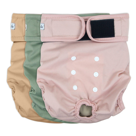 Grecle Washable Female Dog Diapers - Premium Reusable Diapers for Doggie in Heat - Highly Absorbent Dog Diapers Female for Pet Incontinence with Adjustable Snaps (Pink, M)