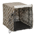 MidWest Homes for Pets Small Dog Crate Cover Featuring Teflon Fabric Protector, Poly-Cotton Privacy Kennel Cover Fits Most 24-inch Crates, Brown Designer Print, Washable, Reduces Barking