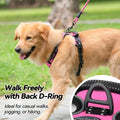 PoyPet No Pull Dog Harness, No Choke Front Lead Dog Reflective Harness, Adjustable Soft Padded Pet Vest with Easy Control Handle for Small to Large Dogs(Pink, Medium)