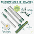 Carpet Rake for Pet Hair Removal Tool with Copper Teeths, 60” Long Handle – 3 in 1 Heavy-Duty Pet Hair Remover Kit for D