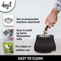 Dogit Elevated Dog Bowl, Stainless Steel Dog Food and Water Bowl for Large Dogs, Black, 73752