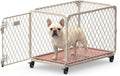 Aurapaws 30 Inch Small Dog Crate with Lockable Wheel, Diamond Mesh Metal Dog Crates for Small Dogs, up to 70 lbs, Double Secure Latch & Leak-Proof Tray, Easy Assembly&Lightweight Pet Dog Kennel Cage
