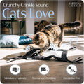 American Cat Club Reversible Crinkle Cat Mat with Mouse Toy – Black Mudcloth Pattern, Interactive Crinkle Play Mat for Cats, 18” x 13”